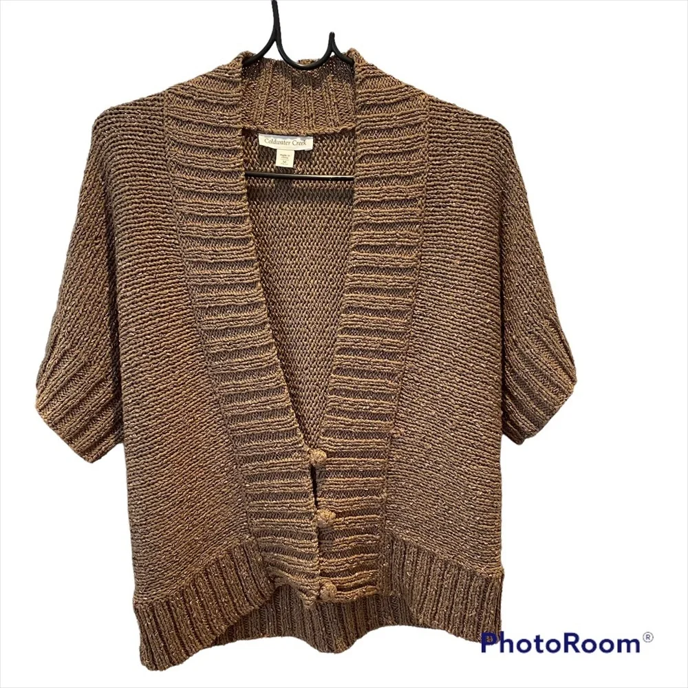 NWOT Coldwater Creek sweater shrug tobacco color with golden flecks SZ M 10-12. - Picture 12 of 12